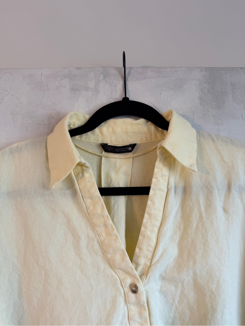 Zara 53% Linen 47% Cotton Oversized Button Shirt Blouse Butter Yellow Size M - Picture 3 of 10